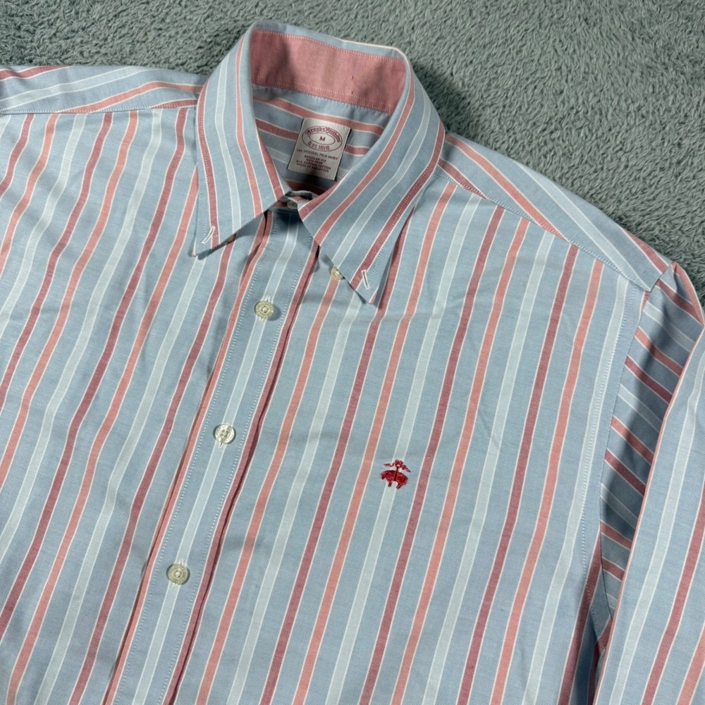 Brooks Brothers Oxford Button Down Shirt Mens M Multicolor Striped NonIron OCBD